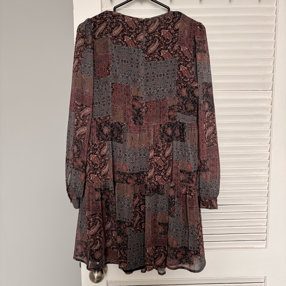 Frank & Oak Chiffon Short Dress NWT - paisley longsleeve knee-length dress - Picture 5 of 5